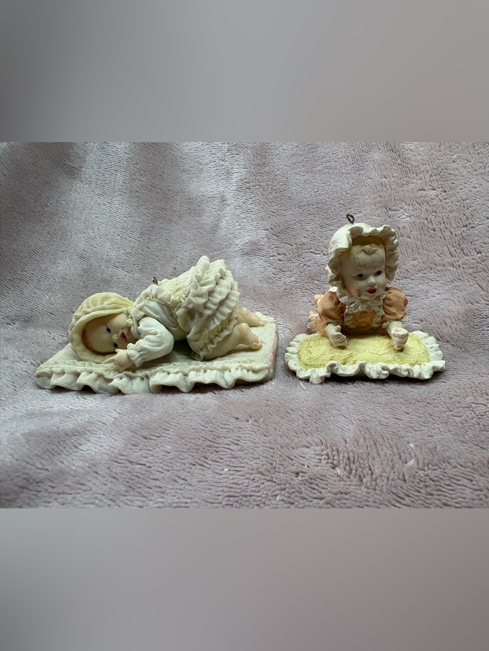 Vintage Ashton-Drake Galleries Baby Girl Ornaments Figurines Set of 2